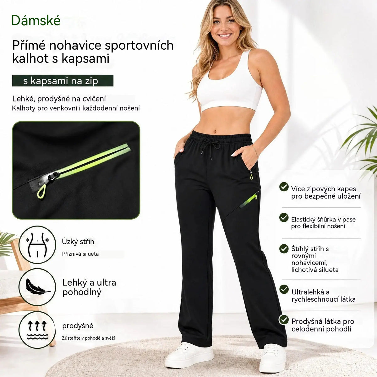 ⏳ 🔥 Dámske nohavice s rovnými nohavicami – elastický pás; vhodné do práce, na cesty aj na každodenné nosenie 👖✨