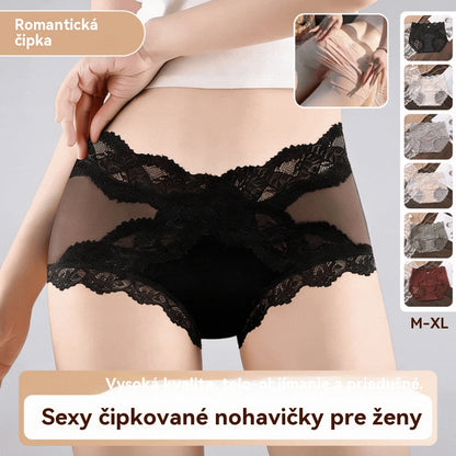 🔥【(6 kusov) 🍑 Čipkované nohavičky s vysokým pásom, zvýraznia krivky vašich bokov: Okamžite dosiahnite zadok v tvare broskyne! ✨