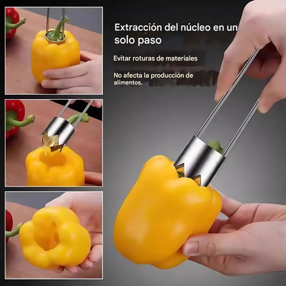 ✨【Compra 1 y llévate 1 gratis】✨ Descorazonador multifuncional para frutas y verduras, material apto para alimentos, ideal para calabaza amarga y para quitar el corazón de la manzana, utensilio de cocina.