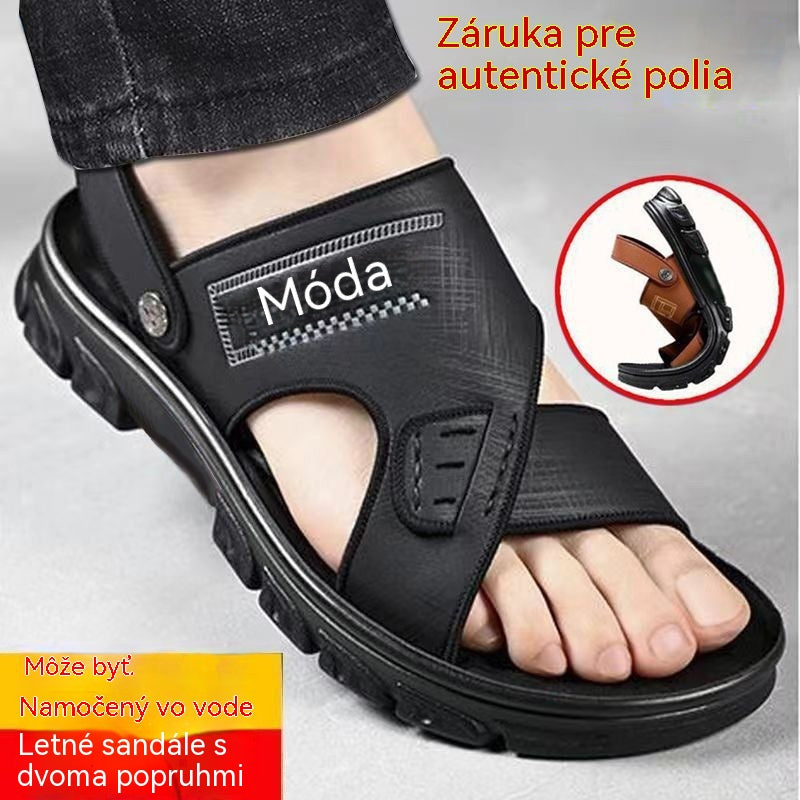 Časovo obmedzená ponuka 🐂【Veľkosti 38-47】Nové pánske plážové sandále z pravej kože s hrubou podrážkou