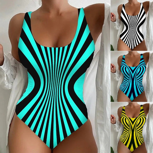🩱Časovo obmedzená zľava 50 % [😍S~6XL] Sexy pruhované jednodielne plavky