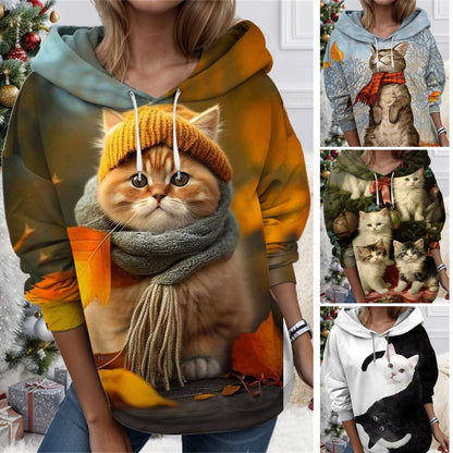 🐱✨【Popust 60% na ograničeno vrijeme】2025 nova ženska 3D majica s kapuljačom s motivom mačke