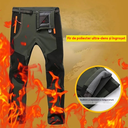 【💥Vysoká kvalita】 【S-5XL】Pánske mäkké, nepremokavé, vetruodolné, priedušné turistické nohavice, teplé, zahustené flísové nohavice na outdoorové športy
