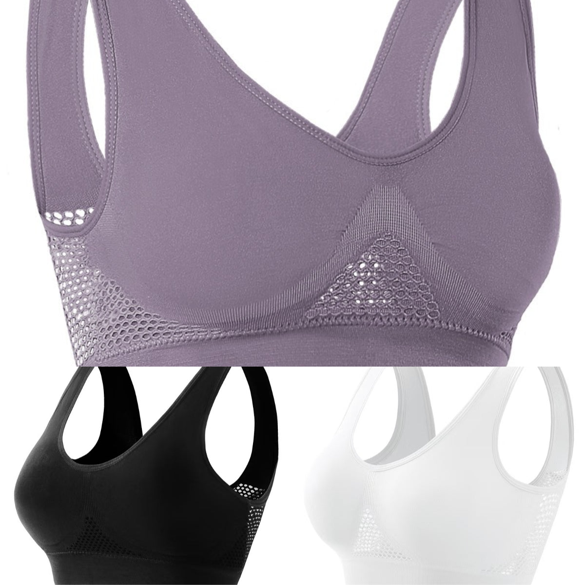 😍【Paquete de 3】Sujetador sin costuras para todas las tallas ❤️ Transpirable y refrescante 【40-120KG】
