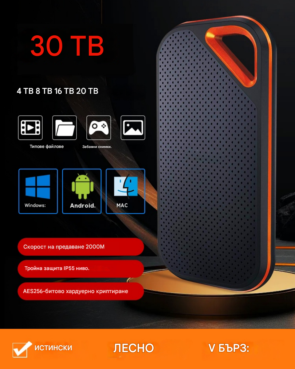 【Последен ден 🔥50% отстъпка】💥【32TB】 Високоскоростен мобилен твърд диск с голям капацитет