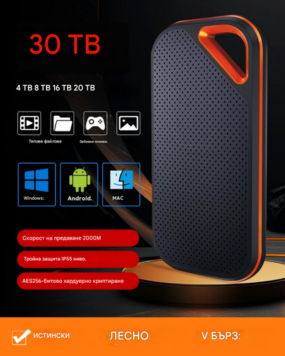 【Последен ден 🔥50% отстъпка】💥【32TB】 Високоскоростен мобилен твърд диск с голям капацитет