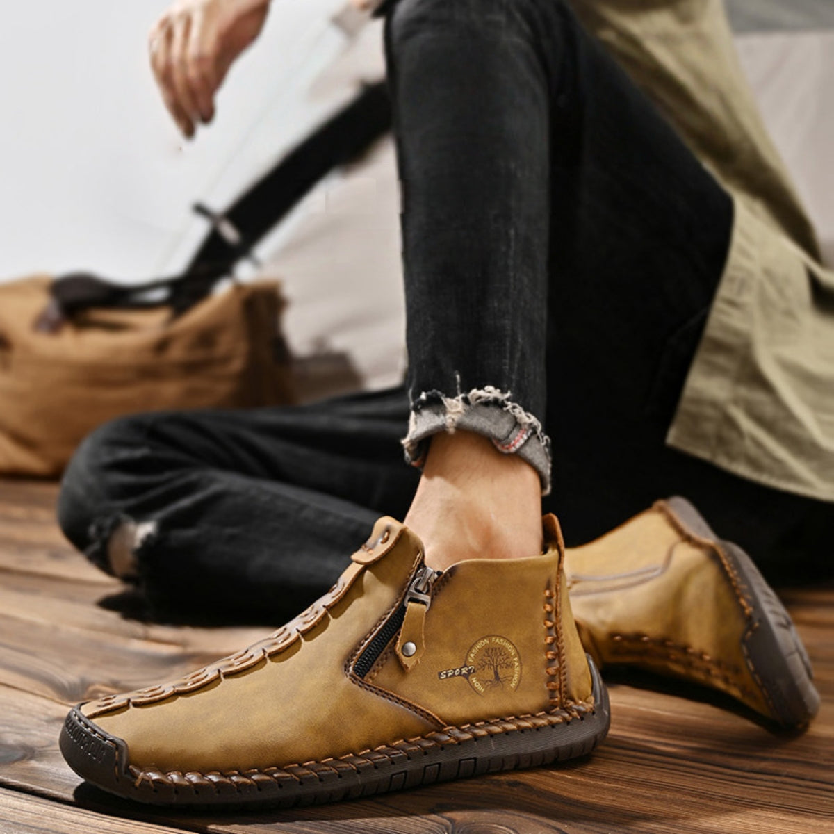 👞💥【Sezonski popust 50%】Zimska novost 2025: Moški čevlji Martens s krzneno podlogo in zadrgo