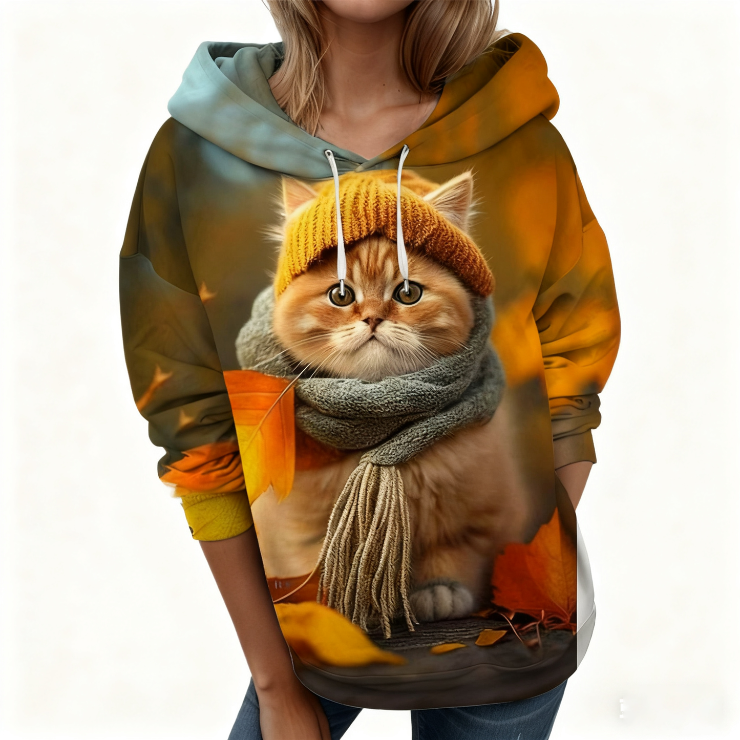 🐱🐱【S-6XL】Nové dámske zimné tričko, roztomilý mačacie vzor