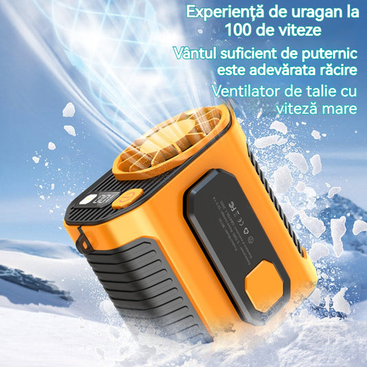 🧊❄️Ventilator super-răcitor cu 100 de viteze, montat la talie, un accesoriu indispensabil pentru utilizarea în aer liber pe timp de vară