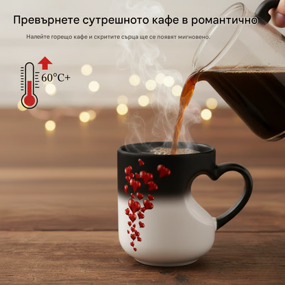 📢📢-50% zniżki!!! ⏰ Walentynkowy ceramiczny kubek zmieniający kolor z uchwytem w kształcie serca💝✨