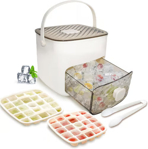 🥤🧊 ¡50 % de descuento! Máquina de hielo con función de almacenamiento: produce 48 cubitos a la vez, tapa a prueba de fugas. Apilable, ahorra espacio. Incluye pala y pinzas para hielo 🏖️✅