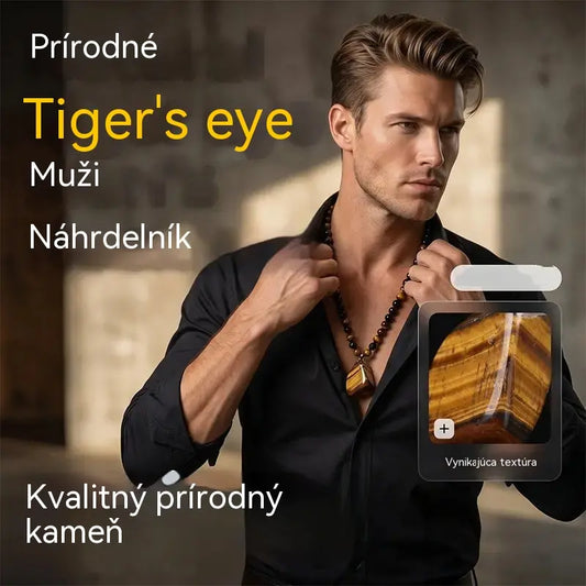 🐯🔥 Časovo obmedzená ponuka: Zľava 52 %! Pánsky náhrdelník z prírodného tigrieho oka: Ručne tkaná šnúrka, leštené korálky z tigrieho oka, ktoré zvýraznia váš jedinečný štýl ✨