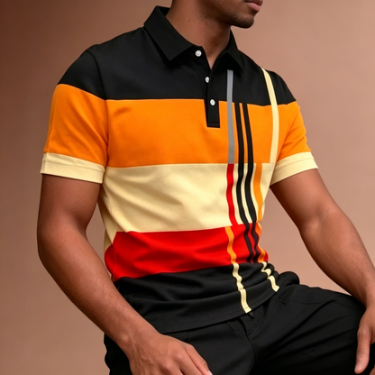 👕🔥[Ново постъпление 50% отстъпка] Нова мъжка ежедневна поло тениска с щампа и райета 2026