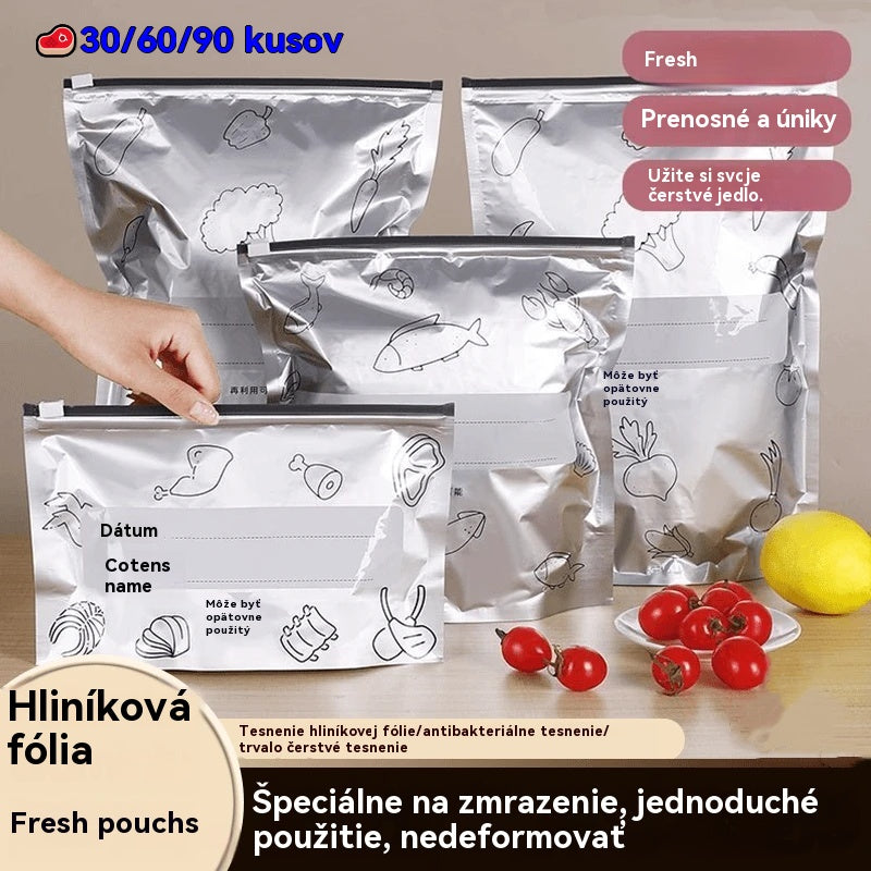 🥩🔥【10 malých + 10 stredných + 10 veľkých】Vrecko z hliníkovej fólie potravinárskej kvality so zipsom na zachovanie čerstvosti, vhodné do domácej chladničky