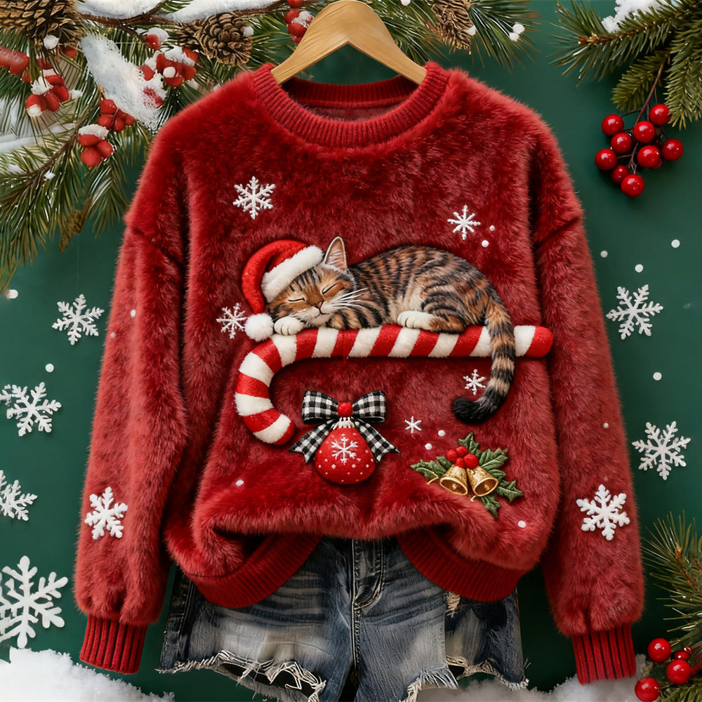 🎄❄️【Промоция -50%】Дамски коледен фланелен пуловер с красиви щампи