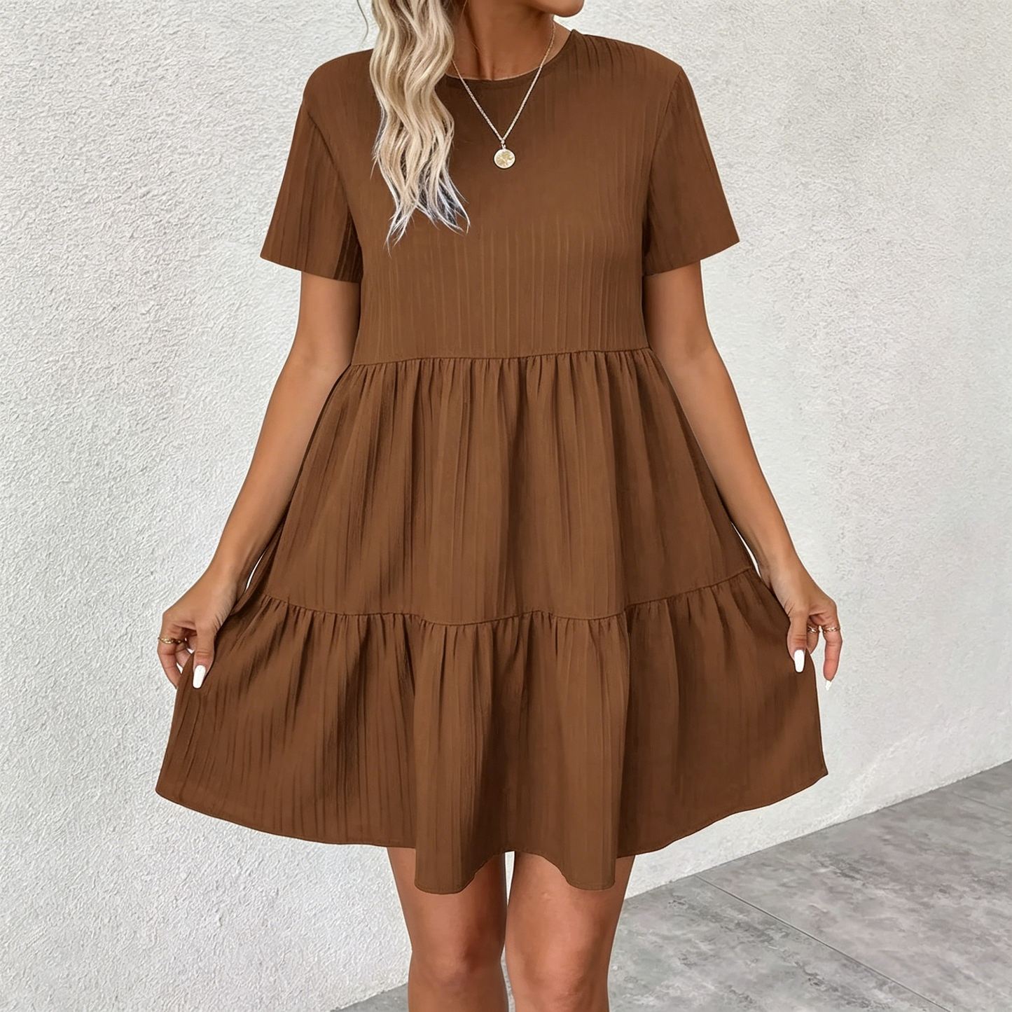 ✨👗 [S-4XL] Nuevo vestido holgado de color liso para primavera/verano