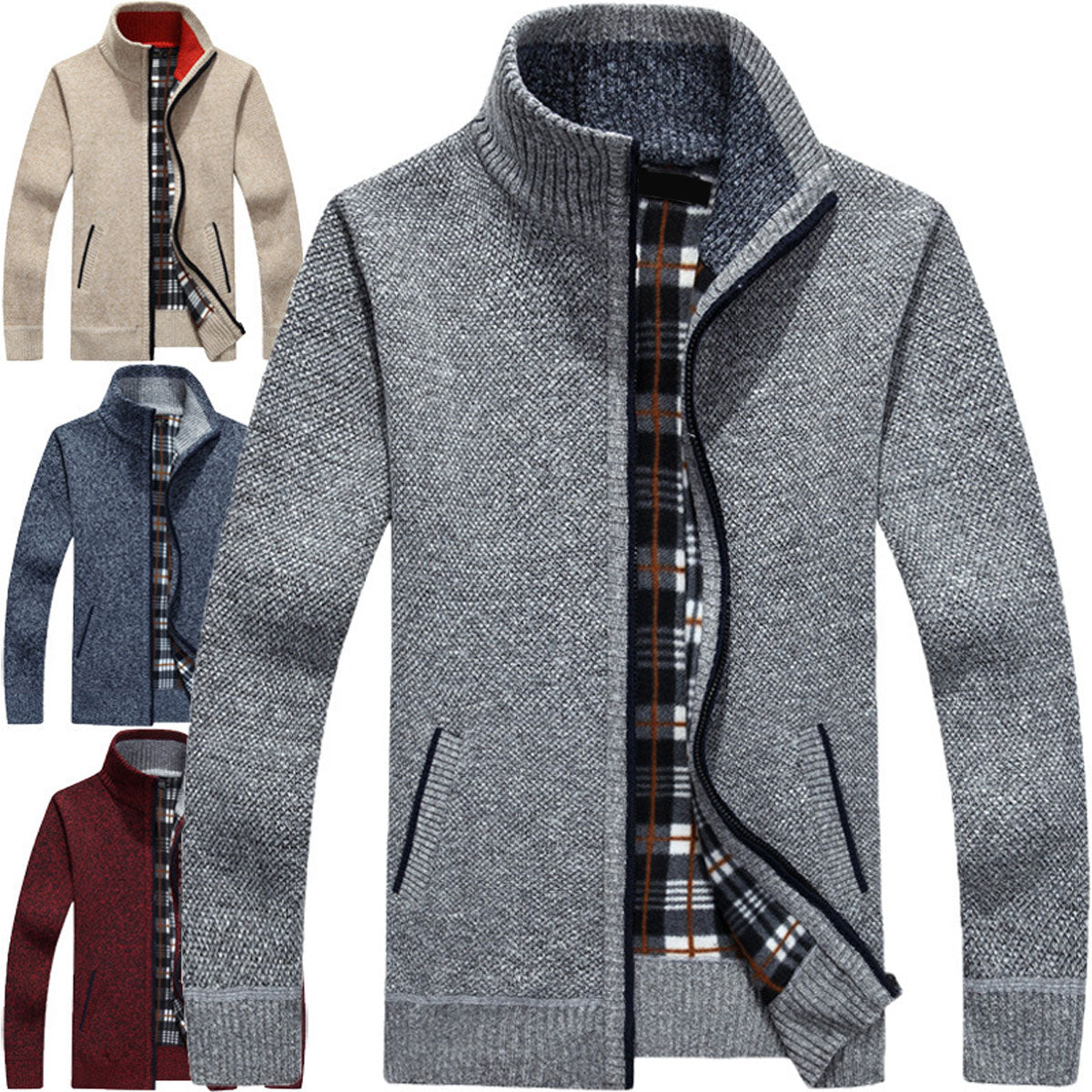 🔥【M-3XL】2025 męski duży sweter z wysokim golfem, zapinany na zamek, plus size
