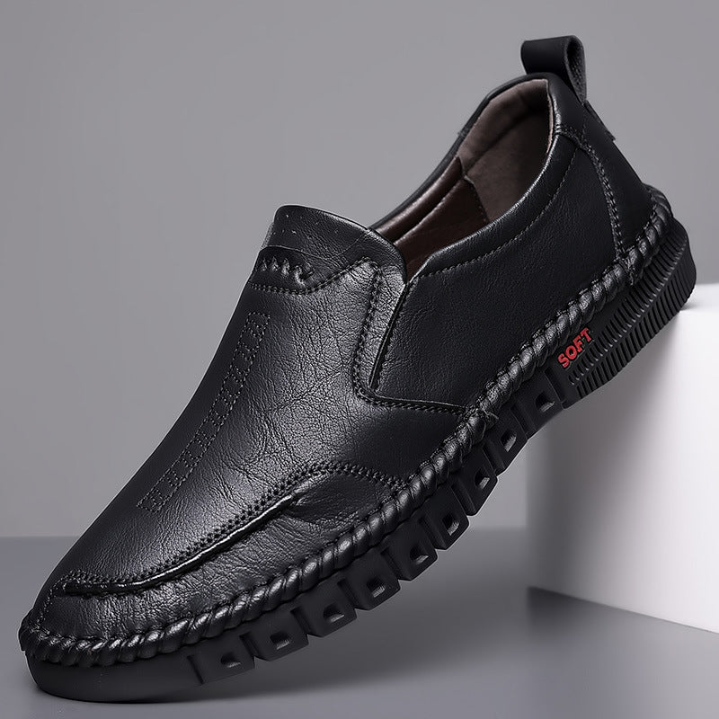 👞Kup jedną parę, drugą otrzymasz gratis【39-44】2025 nowe męskie skórzane buty casualowe z miękką podeszwą, antypoślizgowe, oddychające, skórzane buty