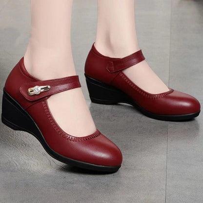 🏆👡Reducere 50%【35-41】Piele moale talpă moale toc pană anti-alunecare pantofi din piele pentru mamă