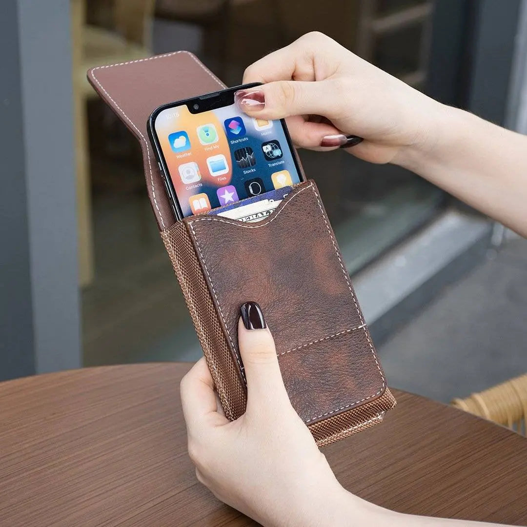 1 kus za 22 € 🔥 Puzdro na telefón s klipom na opasok - magnetické zapínanie, odolné a obsahuje priehradky na karty (9,5*18,5 cm)