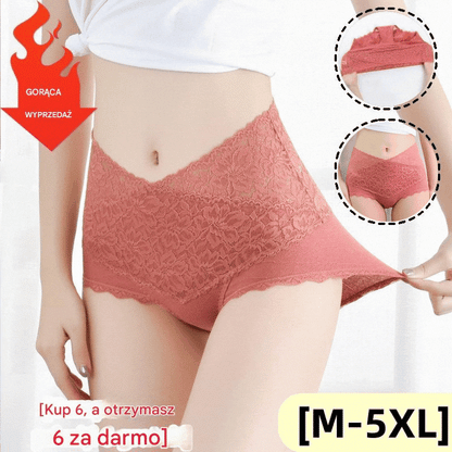 🔥【Kup 6, a otrzymasz 6 za darmo】👙Antybakteryjne bawełniane koronkowe majtki z wysokim stanem-