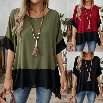 👚✨ 【S-5XL】Camiseta de manga corta para mujer con estampado de patchwork, tallas grandes, verano 2026