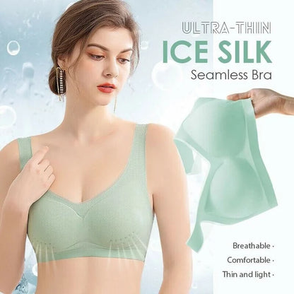 ✨👙【M-5XL】Sujetador sin costuras ultrafino de seda helada: fresco y cómodo.