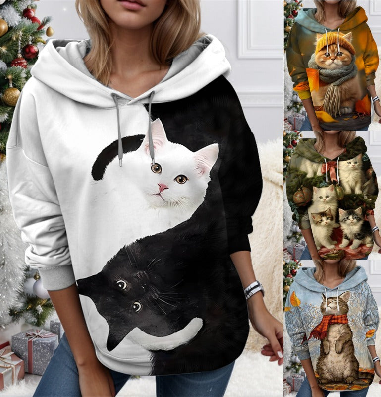 🐱✨【Popust 60% na ograničeno vrijeme】2025 nova ženska 3D majica s kapuljačom s motivom mačke