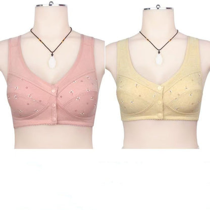 ✨🎉50% zľava 【balenie 2 kusov】💞【40-105 kg】Elegantná podprsenka z čistej bavlny so zapínaním vpredu, vhodná pre ženy stredného veku