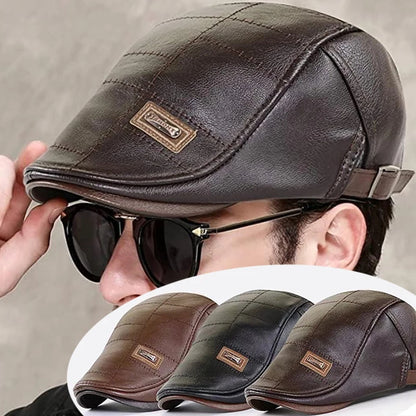 🧢🔥【Ограничена отстъпка -50%】Модерна мъжка кожена барета за есен-зима – ретро дизайн