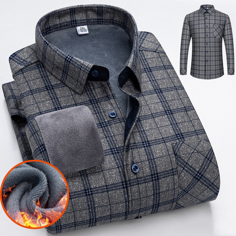 🔥【Αγοράστε 1 και λάβετε 1 δωρεάν】👔【L-5XL】Φθινόπωρο Χειμώνας μακρυμάνικο ζεστό πουκάμισο
