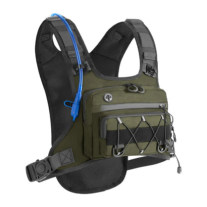 🥳🚴💨 ZĽAVA 50 %! Cyklistická vesta s integrovaným hydratačným systémom: odolná, vodeodolná, s viacerými vreckami a taktickými popruhmi. Noste vodu a nevyhnutnosti bez použitia rúk – ideálna na dlhé jazdy! 🎒✨
