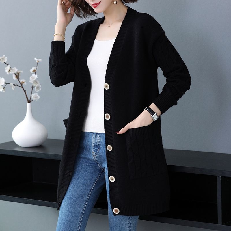 ✨🎀【Sezónna zľava - 50%】Sveter pre väčšie veľkosti. Nový jarný/jesenný voľný hrubý pletený dámsky kardigan. ✅️Možnosť platby na dobierku
