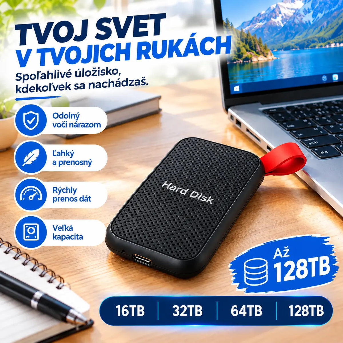 【16 TB/32 TB/64 TB/128 TB】⚡Vysokorýchlostné prenosné SSD disky