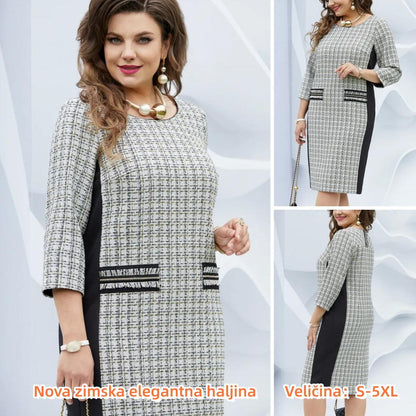 👗🍂【S-5XL】Nowa elegancka sukienka w kratę na jesień