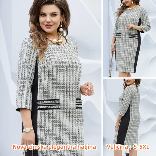 👗🍂【S-5XL】Nowa elegancka sukienka w kratę na jesień