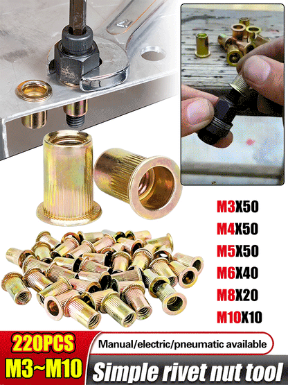 🔥【166 piezas 】 Tuerca de acero inoxidable, tuercas moleteadas de cabeza plana