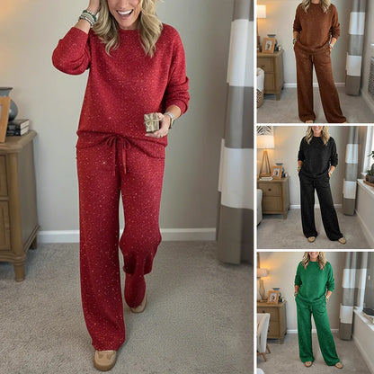📢📢【Oferta limitada – 50 % de descuento】Nuevo conjunto femenino de suéter con lentejuelas + pantalón largo