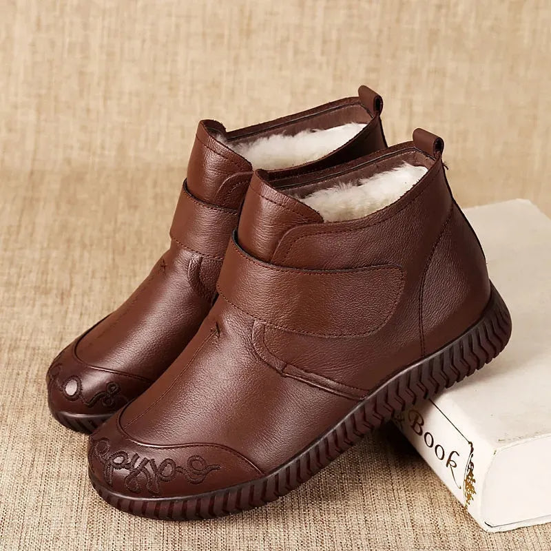🧣👢【Novedad de invierno】 Botas femeninas de piel con cachemira, suela suave y súper cálidas para el invierno
