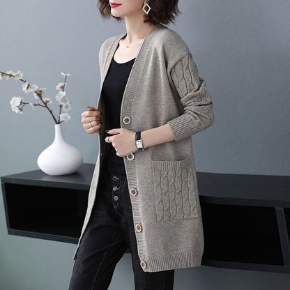 ✨🎀【Sezónna zľava - 50%】Sveter pre väčšie veľkosti. Nový jarný/jesenný voľný hrubý pletený dámsky kardigan. ✅️Možnosť platby na dobierku
