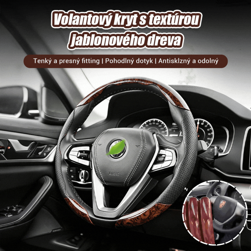🚗✨[50% zľava, posledný deň!] Protišmykový poťah na volant s drevenou štruktúrou [Sada 3 ks]
