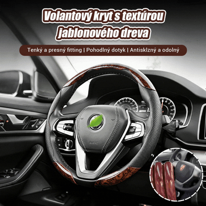 🚗✨[50% zľava, posledný deň!] Protišmykový poťah na volant s drevenou štruktúrou [Sada 3 ks]