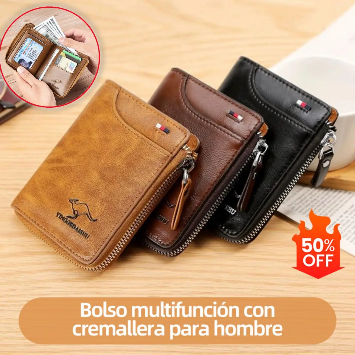 🔥50%OFF 🔥Cartera antimagnética 2026 para hombre Cartera de cuero suave de gran capacidad