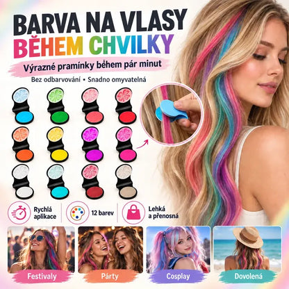 🌈🪮Kompaktná púdrová farba na vlasy s 12 odtieňmi pre rýchle farbenie