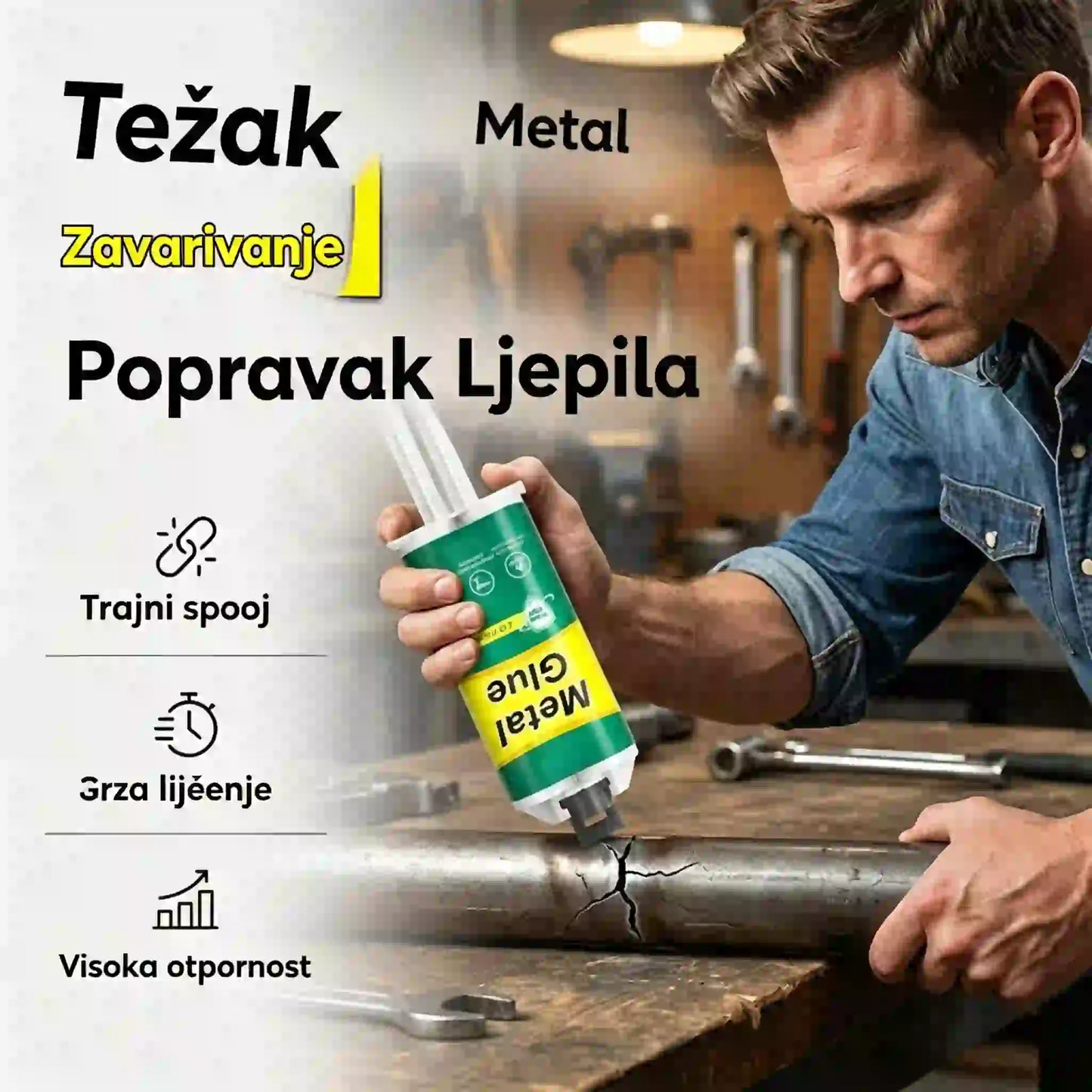 【Kupite dva, dobijte jedan gratis】26 eura🔥Ograničeno vrijeme 50% popusta! 🛠️Visokočvrsto AB ljepilo za popravak metala