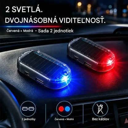 🚗【Balenie 2 kusov】 Kompaktné solárne LED blikajúce svetlo proti krádeži