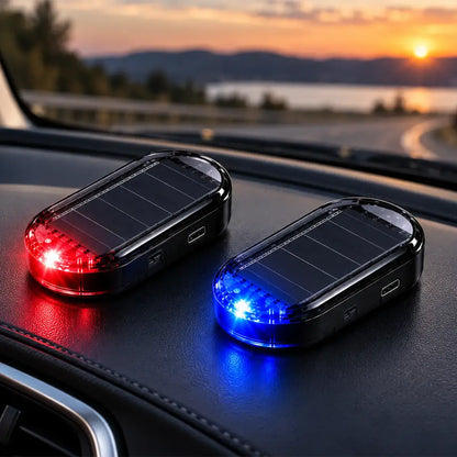 🚗【Balenie 2 kusov】 Kompaktné solárne LED blikajúce svetlo proti krádeži