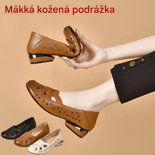 🔥 Časovo obmedzená ponuka 💞 【Veľkosti 35-40】 Nové dámske sandále 2026, dizajn s okrúhlou špičkou, materiál pravá koža, nízky podpätok.