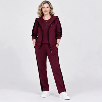 【M-4XL】Dámska 3-dielna súprava 2026 – jesenný/zimný komplet s kapucňou, voľný strih, športový štýl, nadmerné veľkosti, navrhnuté pre mamičky