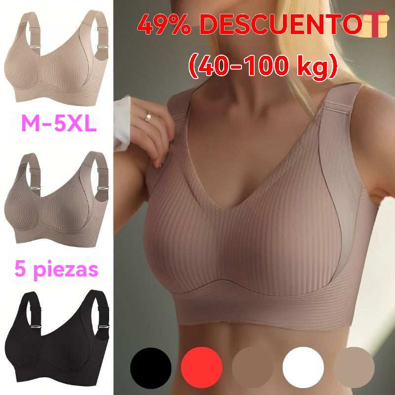 😍【40-95 kg】【Paquete de 2】Sujetador inalámbrico de una pieza para mujer❤️